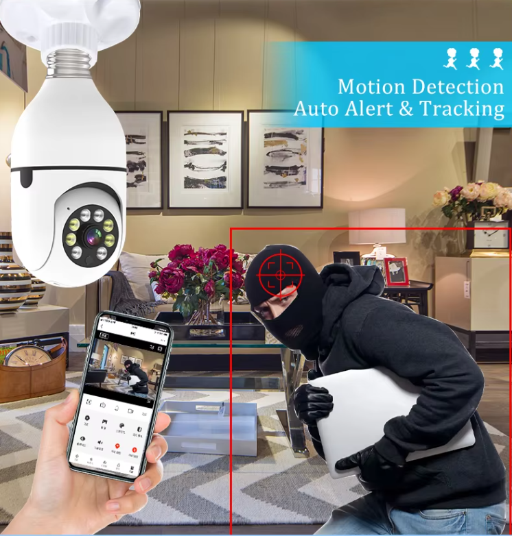 1080P Bulb Camera Wireless Camera Support Icloud /Local Storage Human Detection Two-way Audio Light Bulb Camera