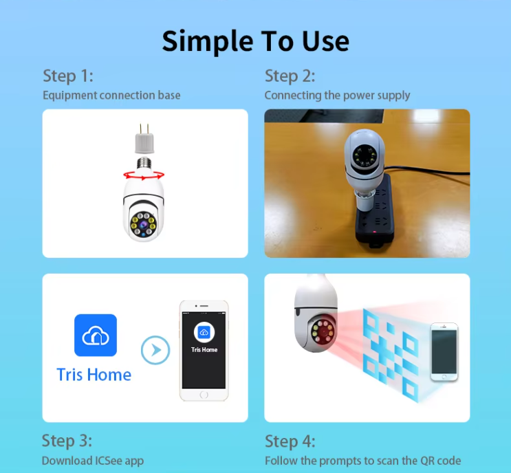 1080P Bulb Camera Wireless Camera Support Icloud /Local Storage Human Detection Two-way Audio Light Bulb Camera