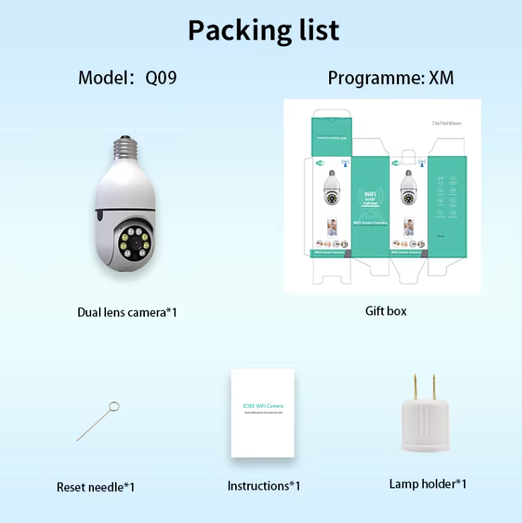 1080P Bulb Camera Wireless Camera Support Icloud /Local Storage Human Detection Two-way Audio Light Bulb Camera