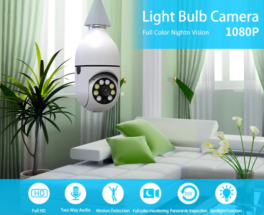 1080P Bulb Camera Wireless Camera Support Icloud /Local Storage Human Detection Two-way Audio Light Bulb Camera