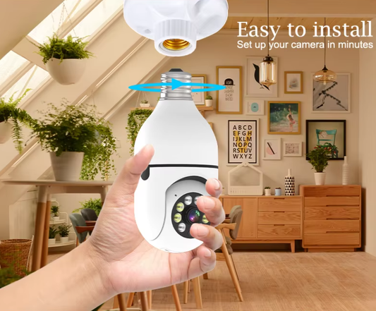 1080P Bulb Camera Wireless Camera Support Icloud /Local Storage Human Detection Two-way Audio Light Bulb Camera